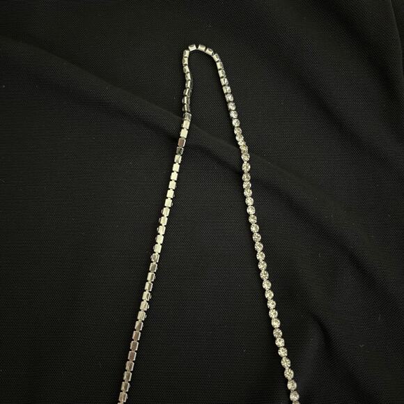 Womens Size Medium Black Mini Slip Dress Rhinestone Strap Cowl Neck Y2K Recycled - Picture 4 of 6